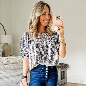 Loft. Heart, Puff Sleeved Top.